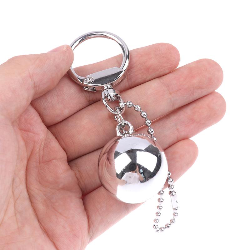 Korean Cool Metal Big Ball Pendant Keychain Simple Bag Charm Decor Earphone Case Accessories Gift