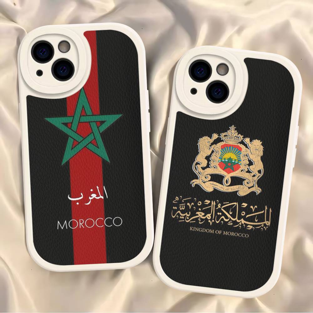 Morocco Map Flag For IPhone 16 15 14 13 12 11 Pro Max Plus Shockproof Leather Soft Phone Cover