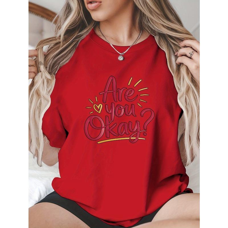 Casual Round-Neck T-Shirt for Women Featuring a Trendy Print, Perfect for Spring And Summer Wear