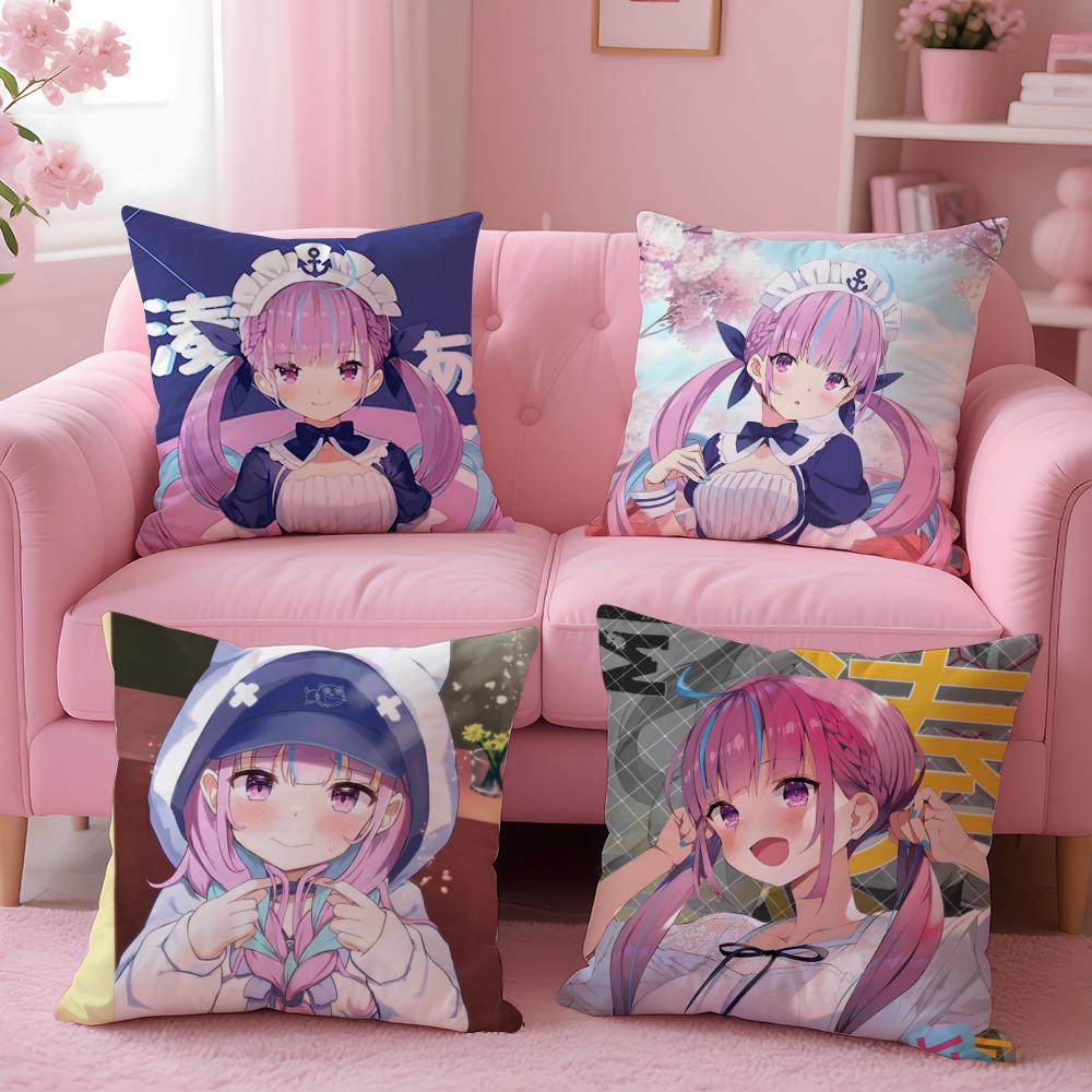 H-Hololive M-Minato Aqua Cushion Cover Comfortable Reversible Pillow Cover Ideal for Car Sofa Bedroom & Beyond