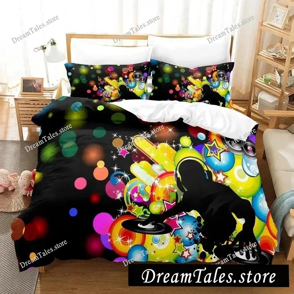 3D Music DJ Rock Bedding Set Single Twin Full Queen King Size Bed Set Adult Kid Bedroom Duvet Cover Sets Anime Parure De Lit Bed