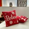 Jacquard Christmas Plush Pillowcase Red Cushion Cover Soft Throw Pillowcover  Living Room/Office