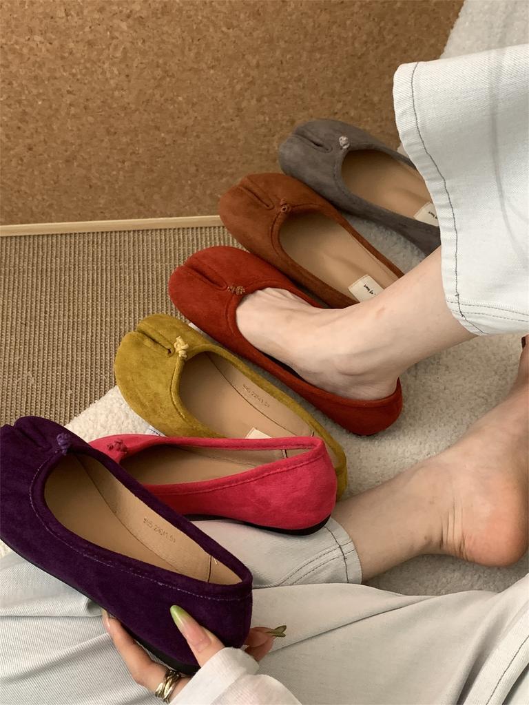 2025 spring new French sub-toe suede soft bottom shallow mouth gentle evening wind pig's trotters