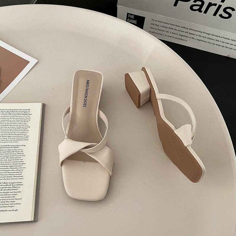 Summer new women's wedge heel sandals thick heel temperament low heel fairy middle heel casual word high heel cool slippers woman