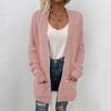 Fashionable Women's Knitted Cable Cardigan Sweater Mid-length Twisted Rope Cardigan Coat