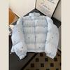 Womens Striped Short Puffer Jacket Winter Warm Cotton Coat Petite Girls