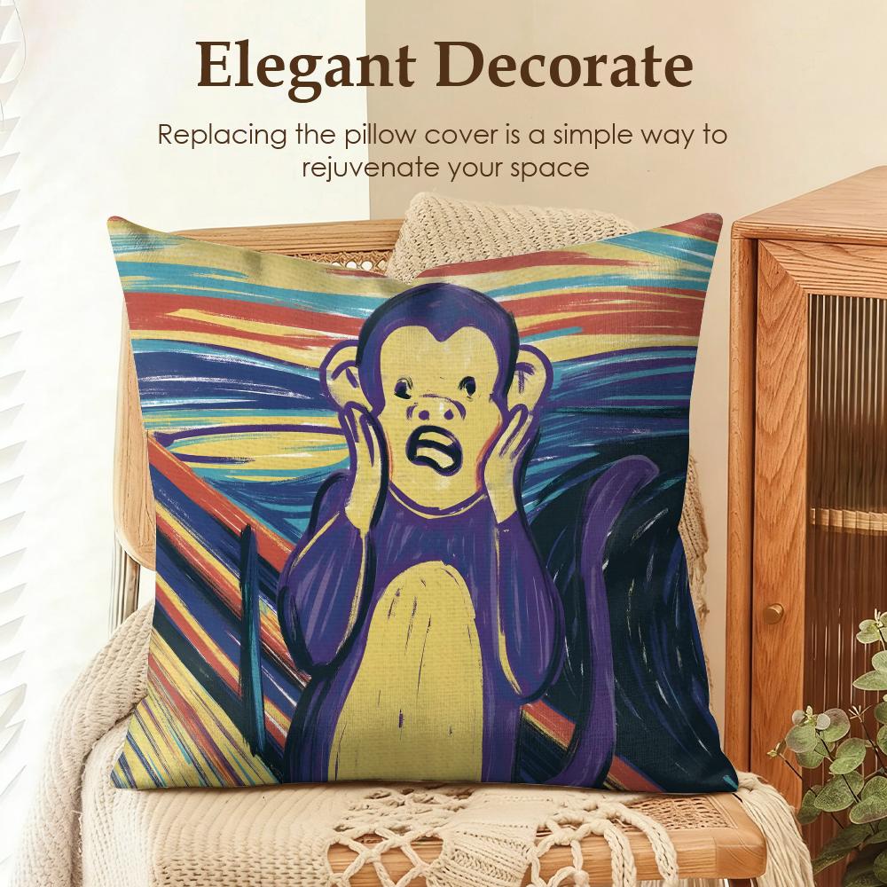 Edvard Munch The Scream Funny Cushion Cover Natural Linen Organic Fabric DoubleSided Printing Sofa Home Decor Gift Pillow Case