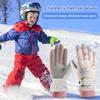 1 Pair Winter Ski Gloves with Fastener Tape Water-Resistant Windproof Fleece Lining Thermal Touchscreen Gloves for Kids