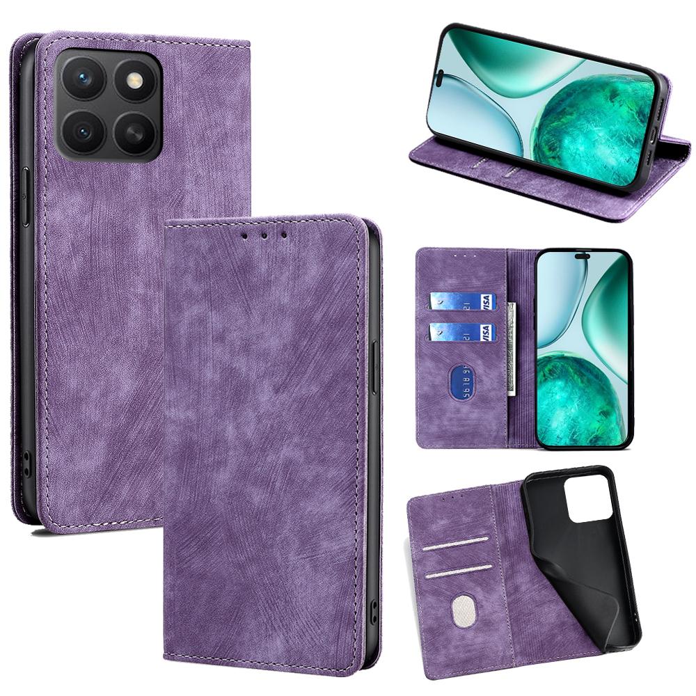 

For Honor X8c 4G Case RFID Blocking Wallet Leather Phone Cover Purple