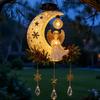 Outdoor Christmas Tree Ornaments Solar Angel Moon Light, Hanging Lantern with Warm Glow, Resin Automatic Powered Light Yard Decoration for Porch Tree,