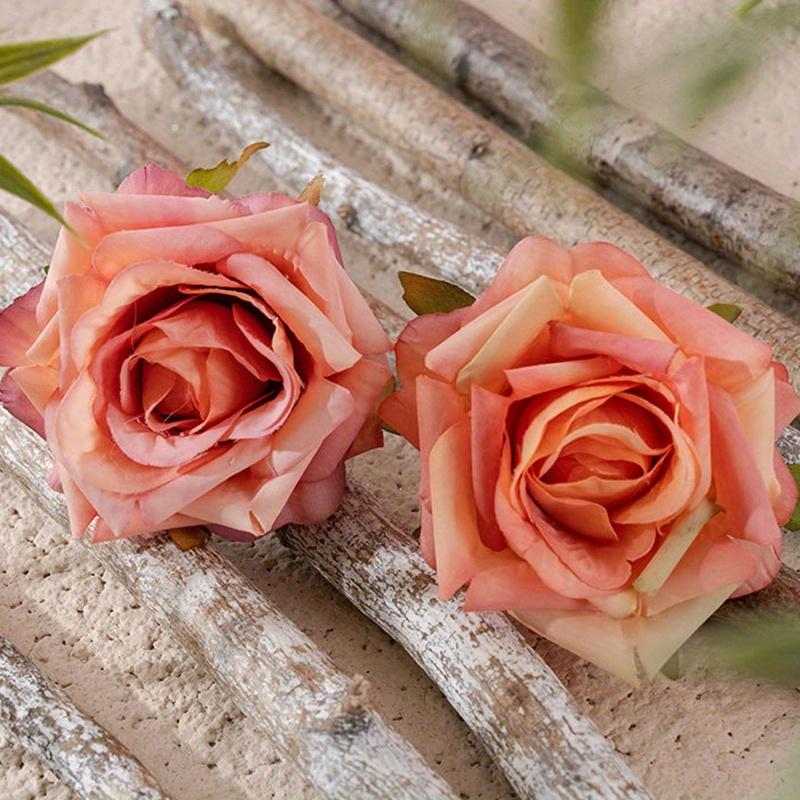 10pcs Color Rolled Edge Rose Head Simulated Flower Home Decoration DIY Wedding Bouquet Flower Arrangement Valentine's Day Party Home Table Decoration