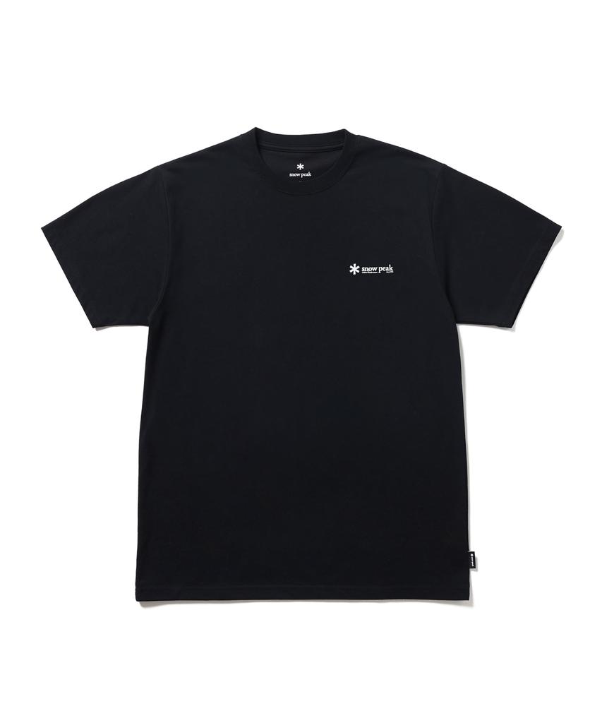 Snow Peak Logo T-Shirt, Size L, Black, TS-25SU101, Perfect for Festivals, Camping, and Outdoor Activities