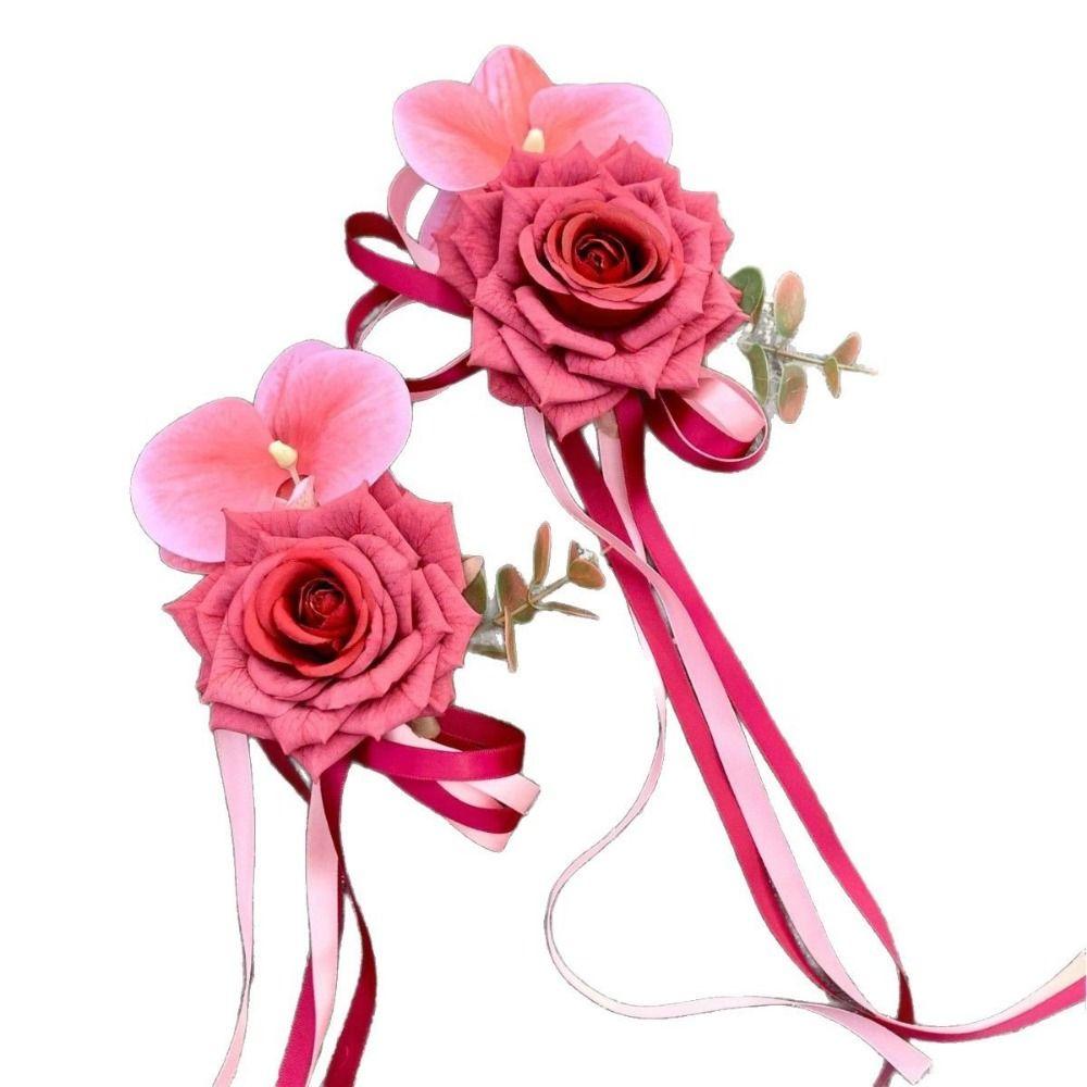 2Pcs Bowknot Car Rearview Mirror Ornament Artificial Wedding Decoration  Home