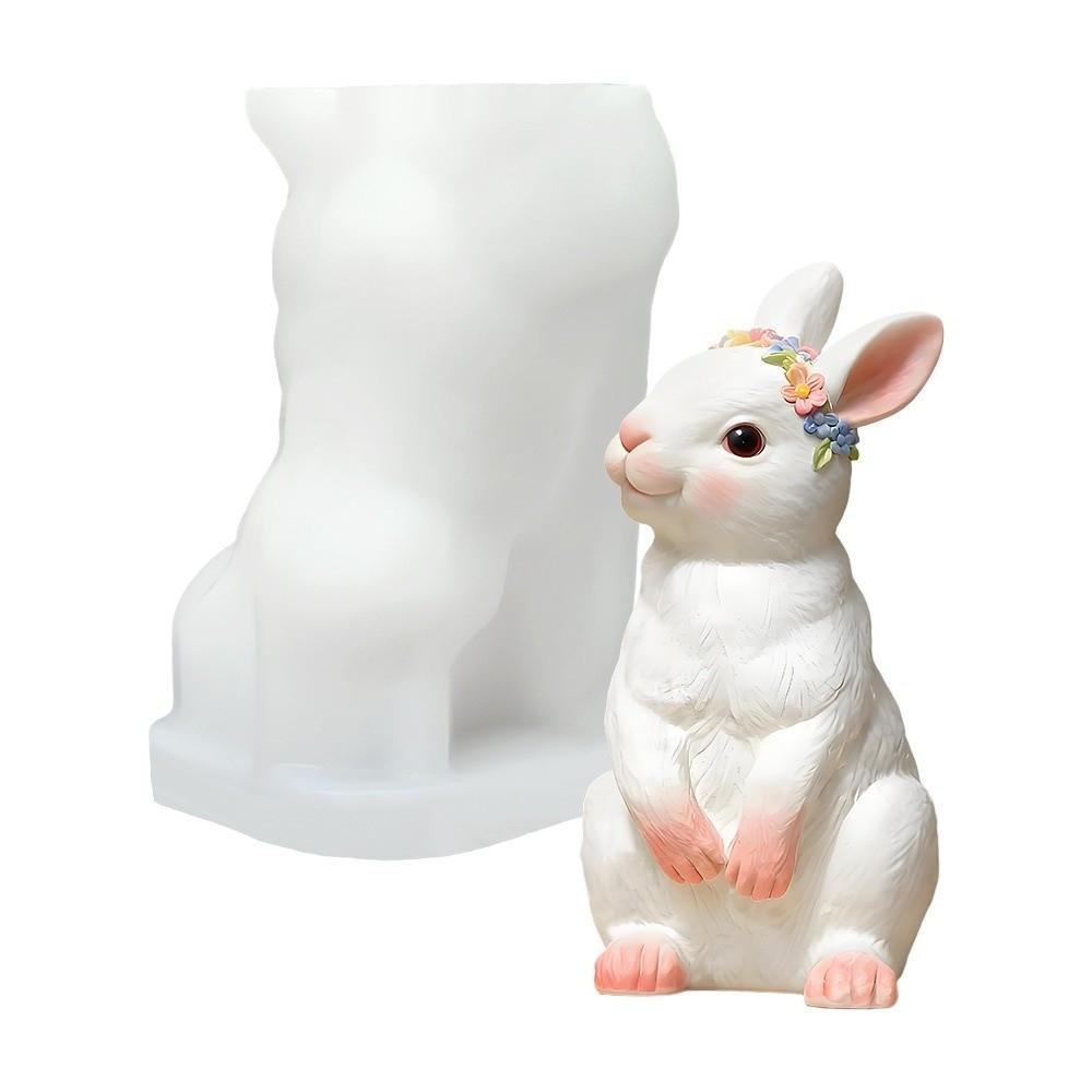 Concrete Craft Cute Rabbit Silicone Mold 3D Handmade DIY Animal Mold Non-Stick Lovely Rabbit Soap Mold Easter Decoration