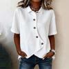Women’s Short Sleeve Button Down Shirt Asymmetric Hem Casual Loose Fit Lapel Collar Blouse for Daily Wear Office Work