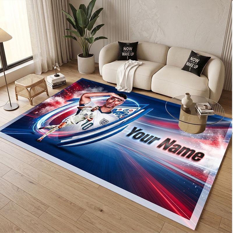 Custom Rug Jude Bellingham Pattern Print Name Text Soft Non‑Slip Floor Carpet for Home Indoor Decoration