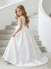 Girls' 2026 Satin Backless Train Dress for Piano & Host Performances