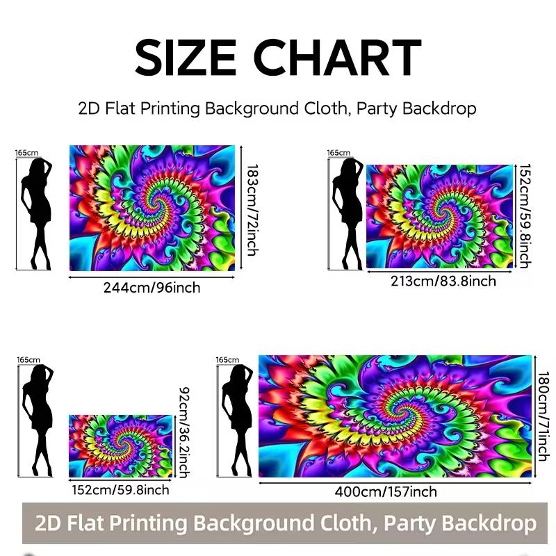 Colorful Psychedelic Mandala Tapestry, Trippy Swirl Pattern with Neon Bright Colors