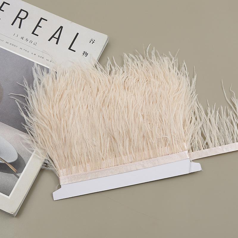 Color 8-10 Cm Ostrich Hair Cloth Edge Clothing Cuffs Hem Ostrich Feather Strips Cloth With Accessories Lace