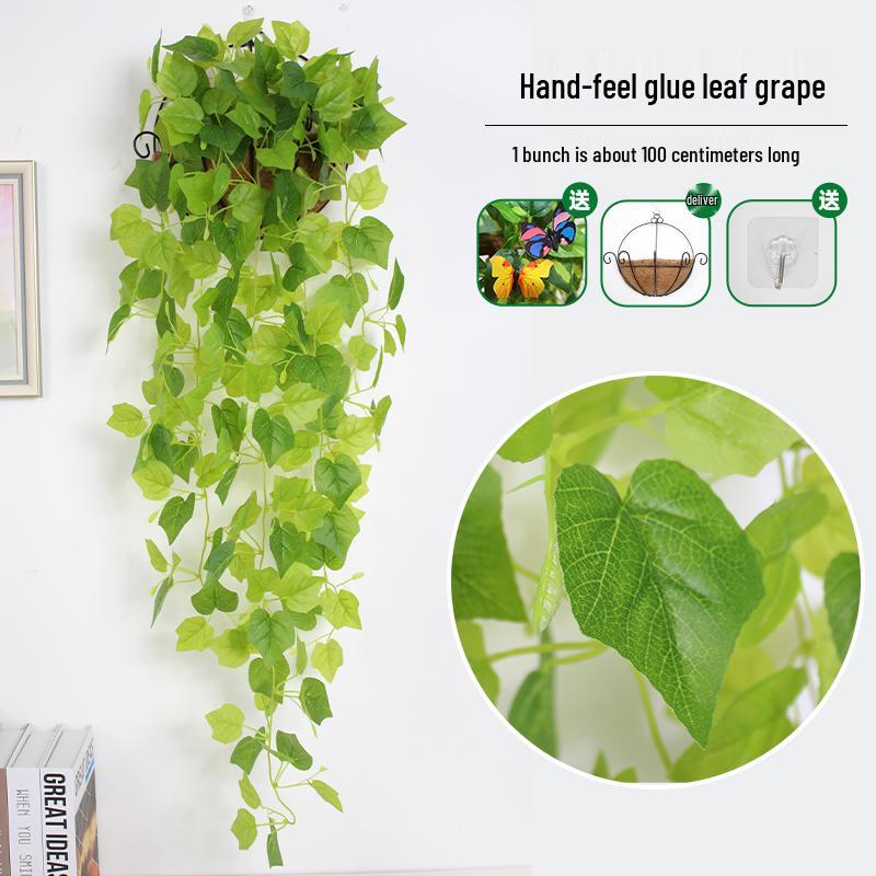 Artificial Pothos & Spider Plant Rattan Vine Wall Hanging for Indoor/Outdoor Decor