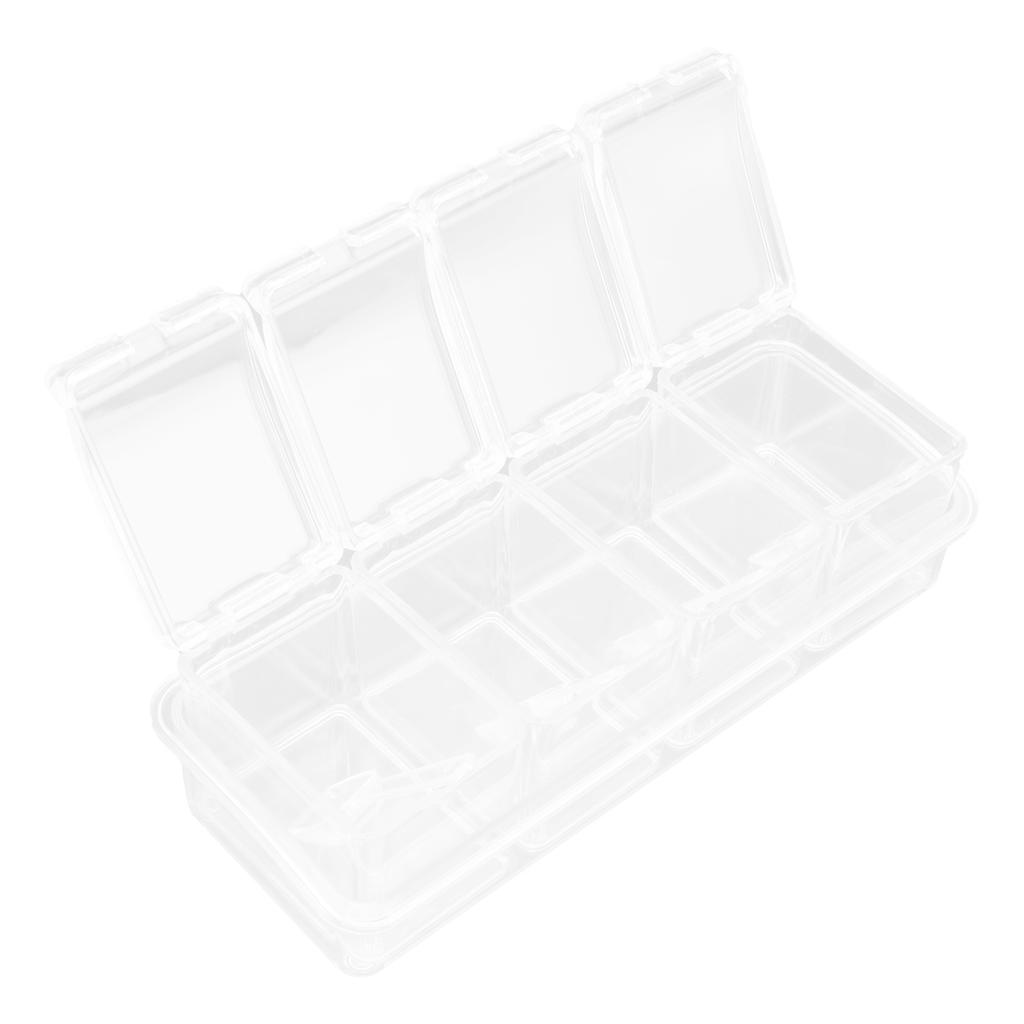 Seasoning Storage Box Spice Pots Storage Container Condiment Jar with Cover and Spoon for Salt Monosodium