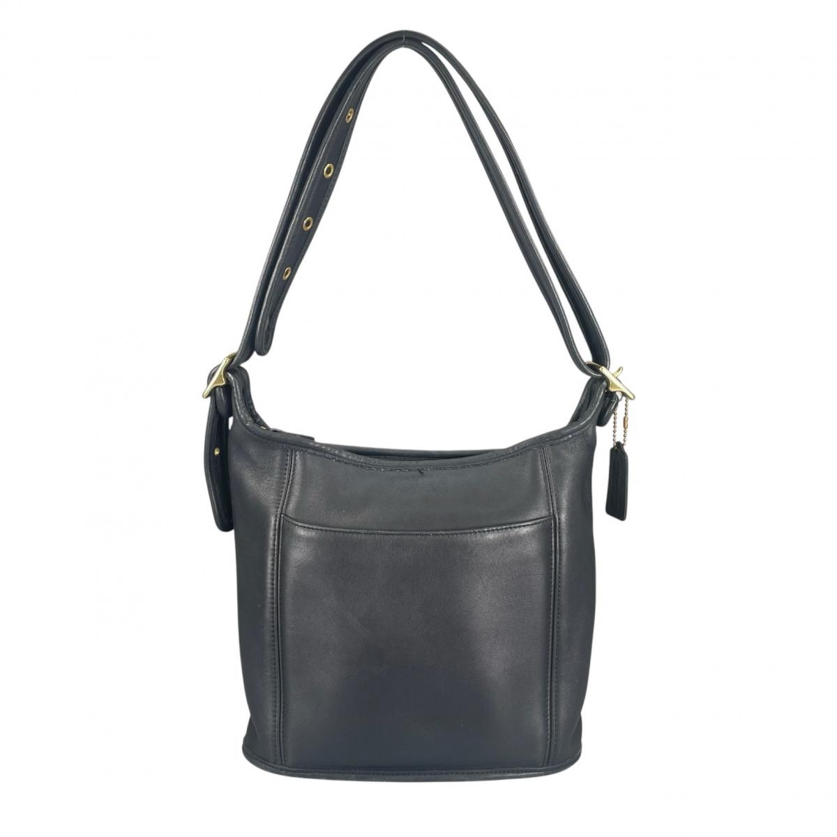 COACH Graboutin leather Old coach Handbag leather black Women G9C-9816 Used