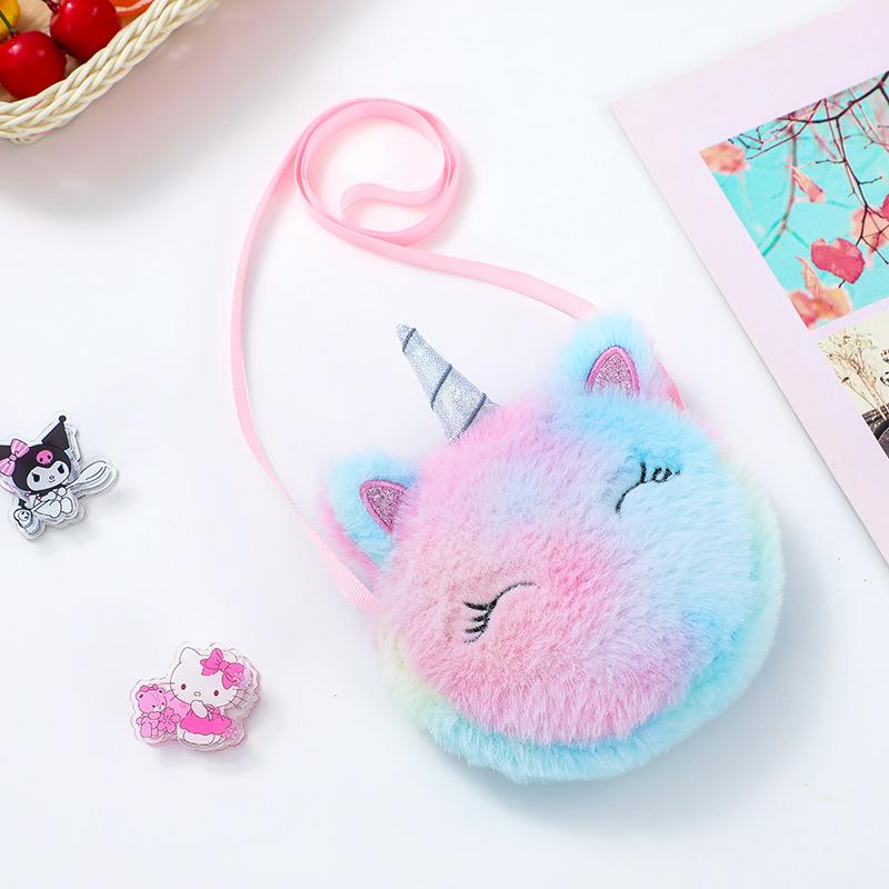 Kawaii Plüsch Einhorn Baby Umhängetaschen Mini Rucksack Spielzeug Kinder Party Geschenk Niedrige Runde Geldbörse Mädchen Schling Schultertasche