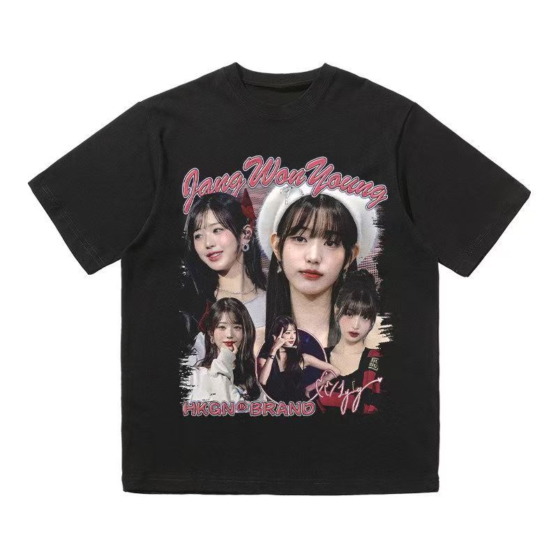 Jang Wonyoung Graphic Tee - Korean Loose Fit Cotton Shirt