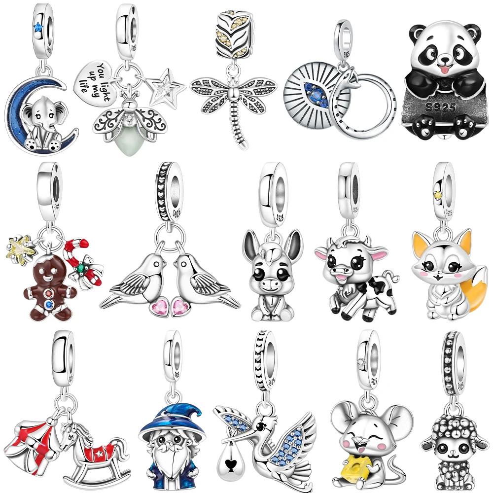 Copper Original Firefly Moon Elephant Cute Cow Lamb Mouse Cheese Charms Beads Fit Bracelet Women Jewelry Diy Fine Gift