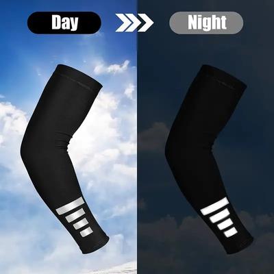 Reflective Night Riding Arm Sleeves Summer Running Cycling Sleeves Ice Silk Sunscreen Arm Warmer Men Women Sports Arm Cover Cuff