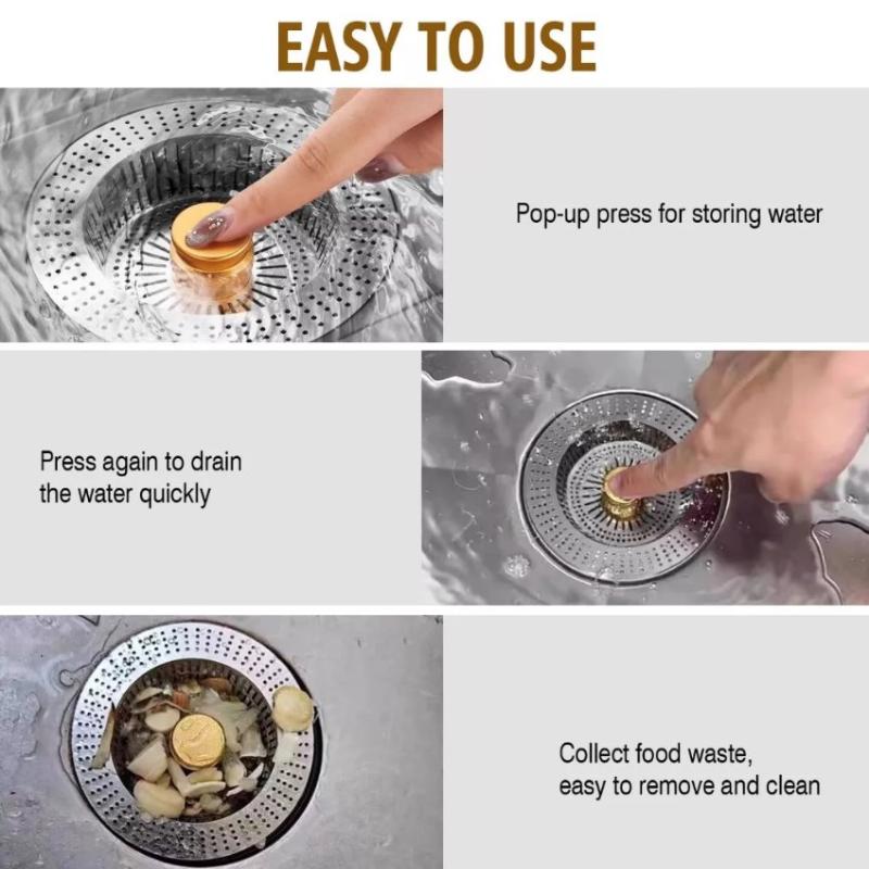 1Pcs Sink Drain Filter Bounce Core-Odor&Leak Prevention,Dishwashing Drain Filter,Anti-Clog Strainer