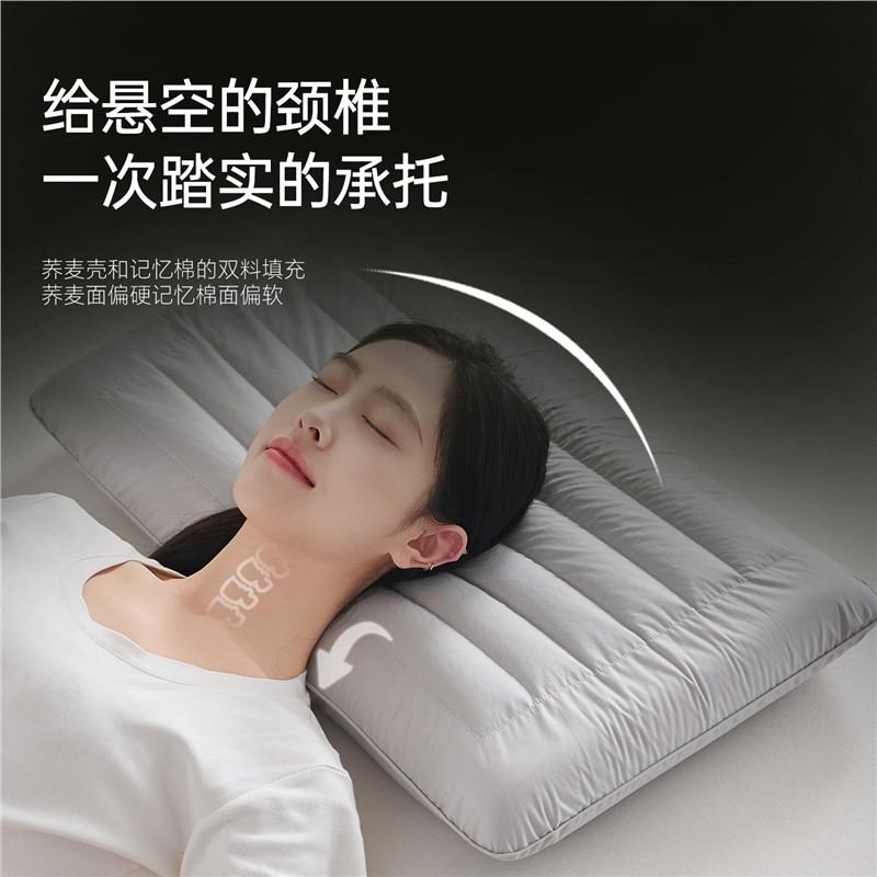 Memory Foam Buckwheat Pillow Neck Support Sleep Aid Low Profile Single Bed With Cotton Cover