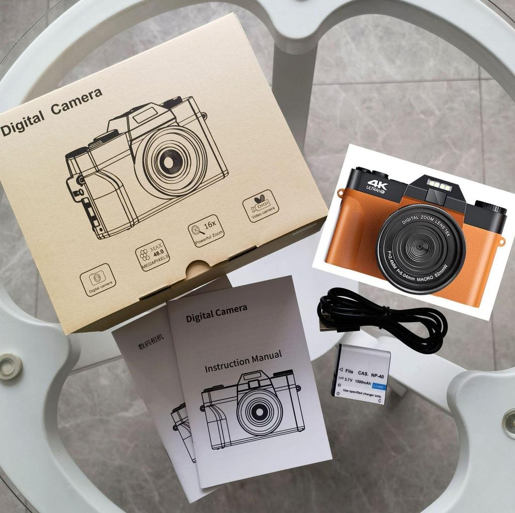 48MP 4K HD Retro Mirrorless SLR Camera with Wide Angle Lens - Perfect for Entry-Level Students and Videography