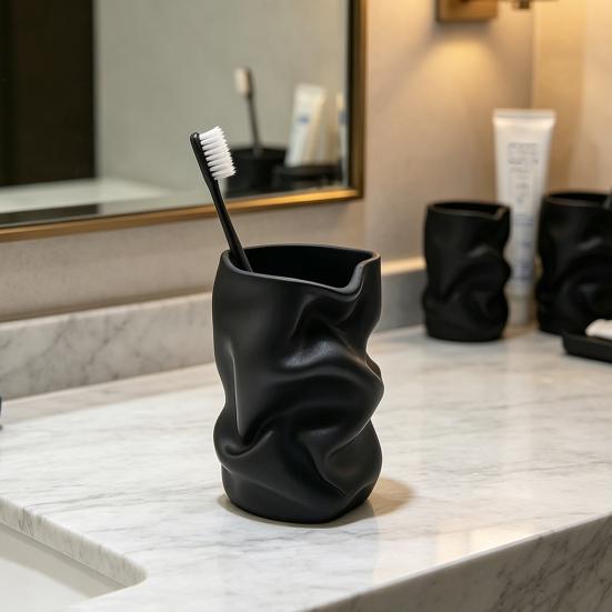 Toothbrush Cup Multi-Purpose Large Capacity Holder Waterproof Matte Frosted Surface Organizer for Bathroom Vanity