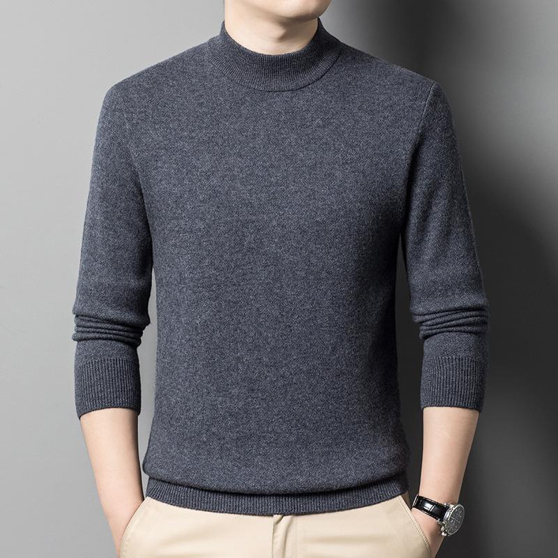 Thickened Men's High-end Casual Semi-turtleneck Dad Bottom Sweater