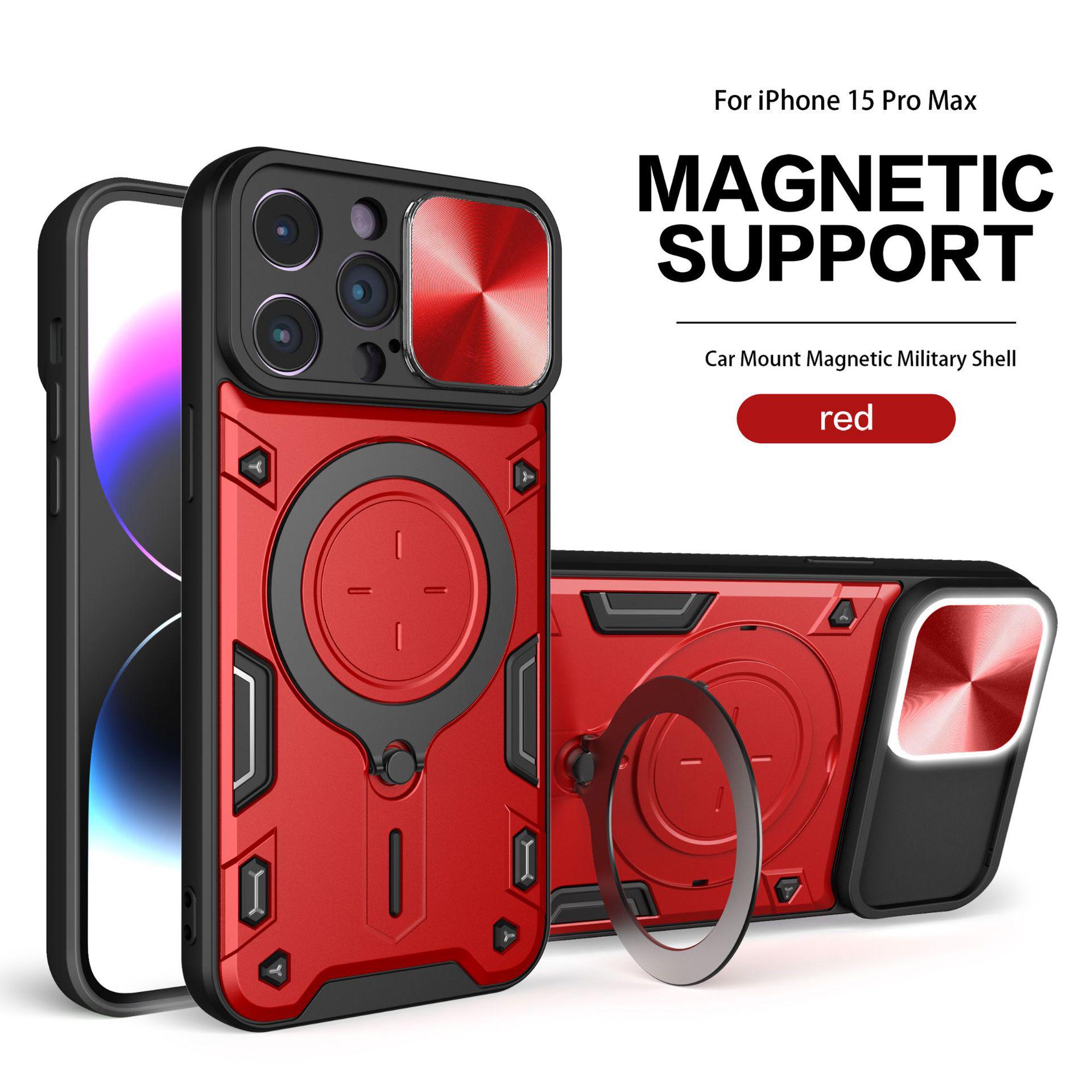 

iPhone 17 Pro Max Drop-Proof Case with Push-Out Window and Magnetic Bracket 14 Pro красный