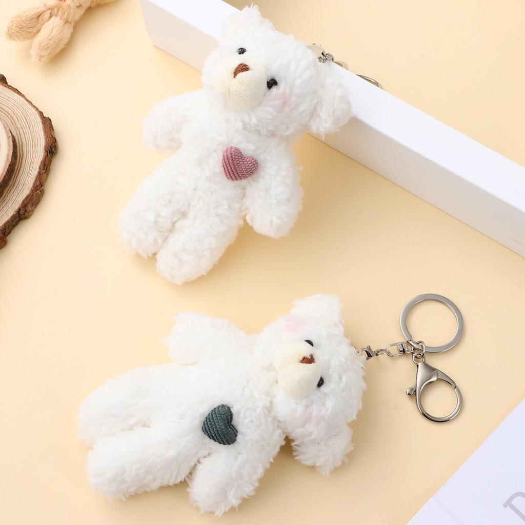 Pair of Bear Plush Fluffy Bear Christmas Birthday Gifts [CALLARON] Keychains, 2-Piece Set, Keyrings, Toys, Kids, Gifts,