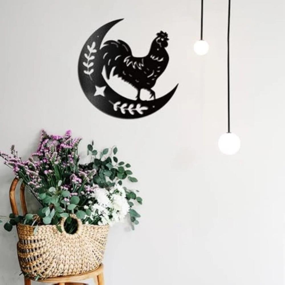 1 pc Iron Wall Art Rooster Matte Finish for Front Porch Living Room Kitchen 280x280x1mm