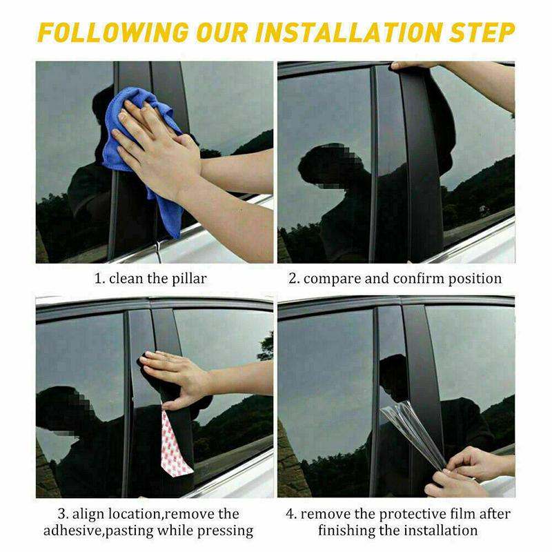 4Pcs Car Window Pillar Posts Door Trim Sticker Black Decal Cover for Ford F-150 Super Cab/Extended Cab 2004-2014