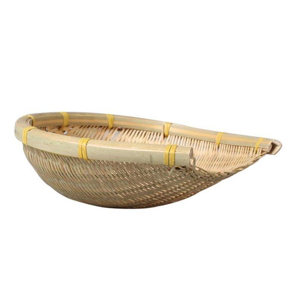 Trendy Knitted Drying Handwoven Bamboo Basket Dustpans Kitchen Supplies Vegetable Storage Tray