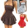 2025 Summer European & American Polka Dot Halter Backless Dress - Sexy Slim Fit Short Skirt