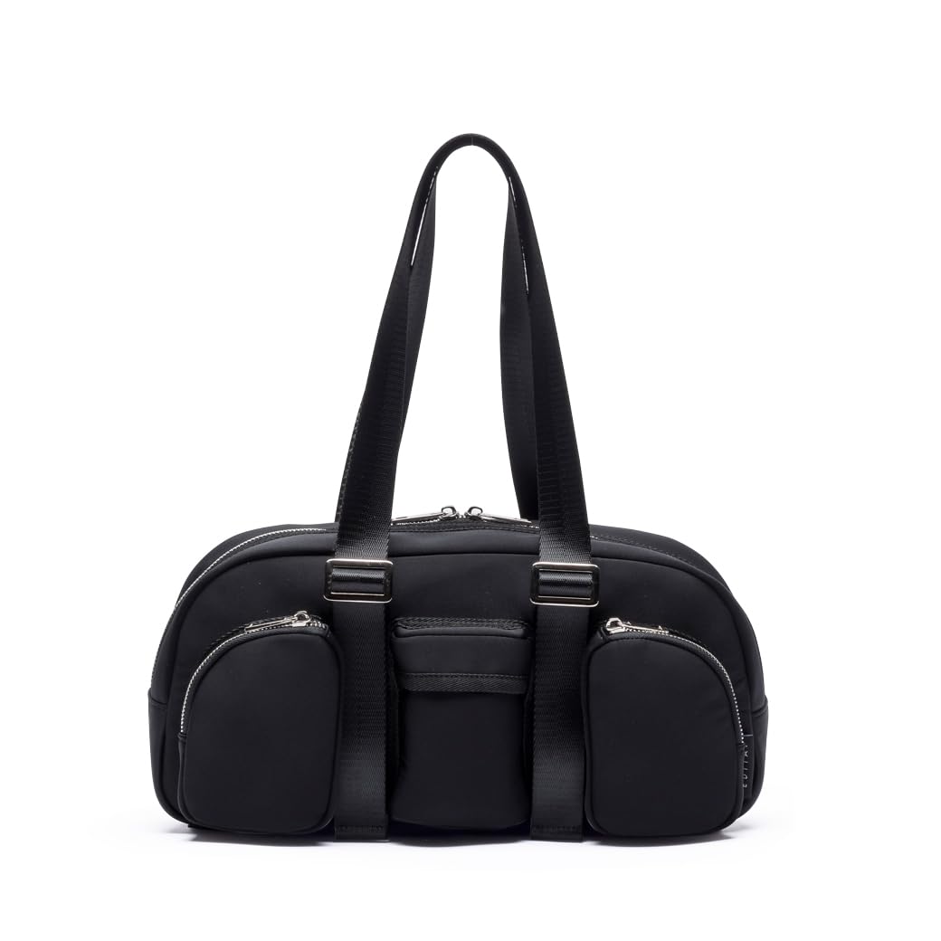 

EDITA Women s Lightweight Shoulder Bag, Perfect for Commuting, Elegant Design, Large Capacity, Stands Up, Waterproof, with Pockets, Black (edt-187)