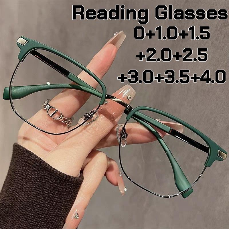 Men's Business Reading Glasses Popular HD Comfortable Anti-blue Light Glasses for Women Fashionable Far Sight Eyeglasses To+4.0