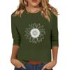 Women's Fashionable Casual Three Quarter Sleeve Printed Collar Pullover Top