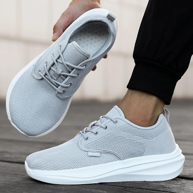 All Black Wide Toe Shoes For Men Breathable Comfortable Platform Minimalist Travel Shoes  Wide Toe Barefoot Casual Sneakers