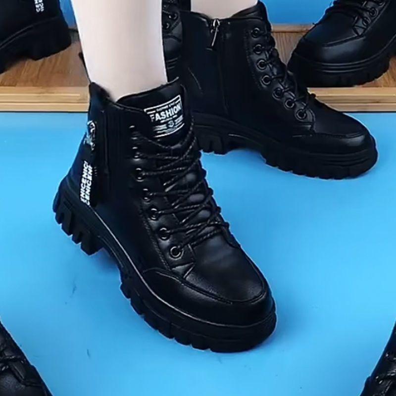 Shoes 2025 Fashion Winter Warm Women Black Casual Shoes Plus Velvet All-Match Sneakers Thick-Soled Cotton Boots