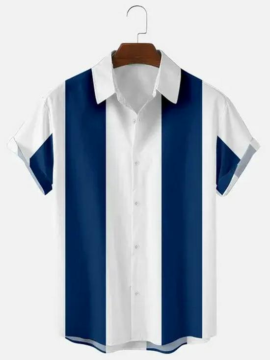 Camicia Casual da Uomo a Maniche Corte a Righe Primavera 2025