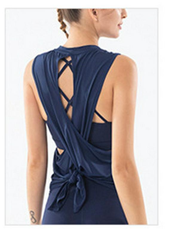 Women's Quick-Dry Yoga Top - Loose Fit, Stylish Back, Fitness T-Shirt