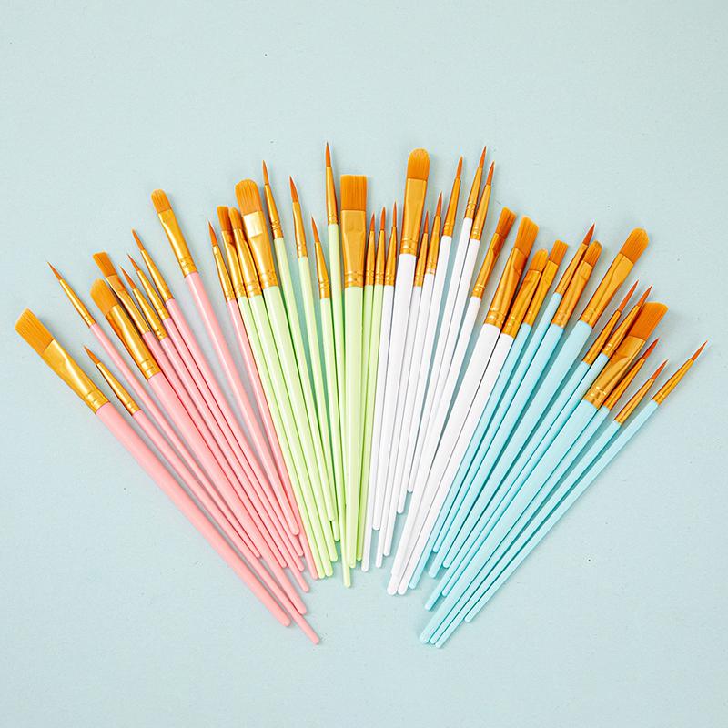 Zestaw 10 sztuk Wielofunkcyjny Pędzel do Akwareli Plastikowy Trzonek Artystyczne Malowanie Akwarela Gwasz Pędzel Olejny Włosie Nylonowe Haczyk Linia Pędzel Olejny