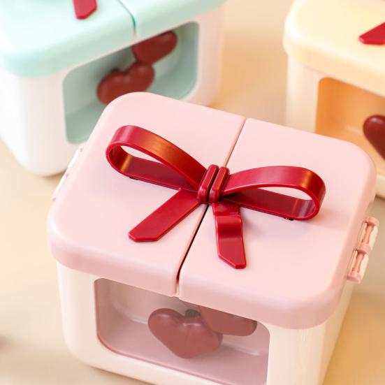 Yousheng Cute Lipstick Storage Box Small Makeup Case with Bowknot Lid Red Hearts 8 Slots Cosmetic Organizer for Lip Rouge Lip Balm Nail Polish